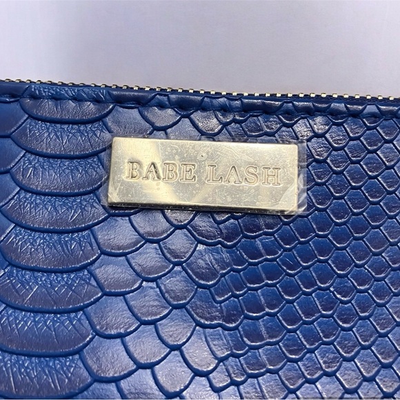 NEW Babe Lash Blue Tassel Makeup Cosmetic Bag Zipper Closure Silver Name Plate - Picture 5 of 8